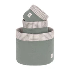 LÄSSIG Laessig Opbergmanden Set 3 Stuks Muslin Green, 100% Organisch Katoen -Babyproducten Winkel image 24271