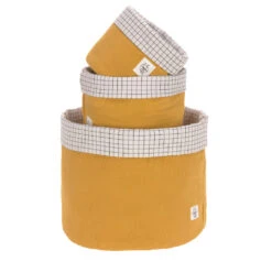 LÄSSIG Laessig Opbergmanden Set 3 Stuks Muslin Mosterd, 100% Organisch Katoen -Babyproducten Winkel image 24281